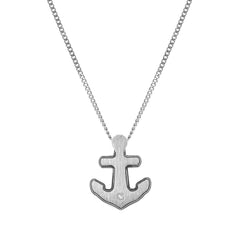 Nomination STRONG DIAMOND GEOMETRIC ED, Halskette aus Edelstahl, dazu mit Diamant verzierter Anker-Anhänger (001_WEISS)