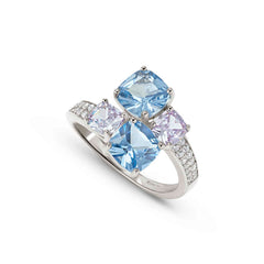 Nomination COLOUR WAVE AURORA ED, 'Toi-et-Moi'-Ring aus 925er Silber, mit Cubic Zirkonia besetzt (010_(Silber)-006_Grosse 15)