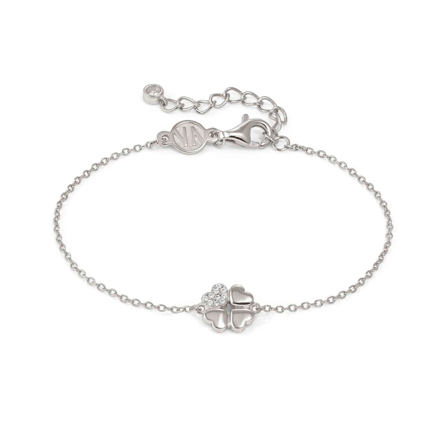 Nomination PETIT SPARKLE Armband aus 925er Silber, dazu mit Cubic Zirkonia verziertes Schmuckelement (001_Kleeblatt (Silber))