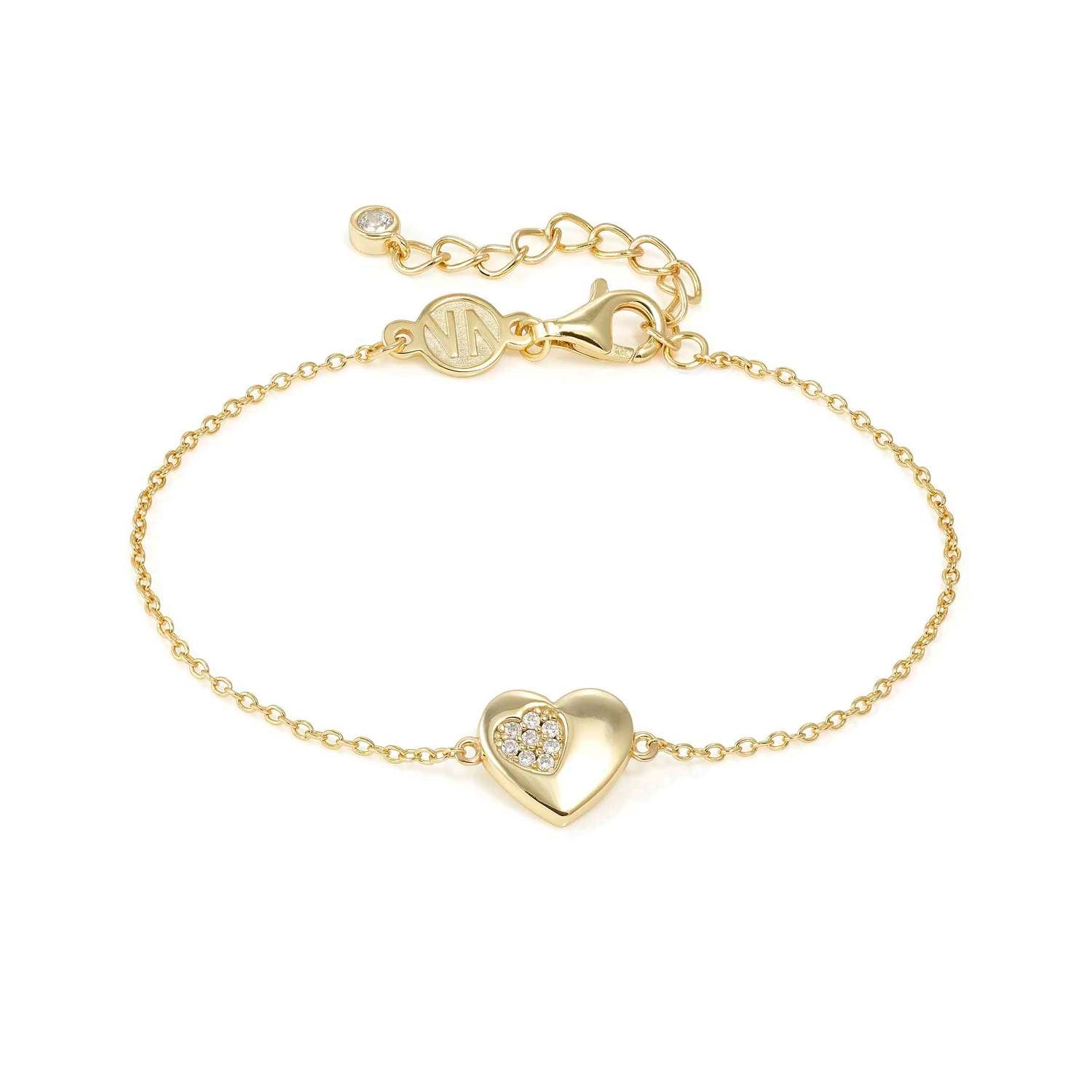 Nomination PETIT SPARKLE Armband aus 925er Silber, dazu mit Cubic Zirkonia verziertes Schmuckelement (006_Herz (Gelbgold))