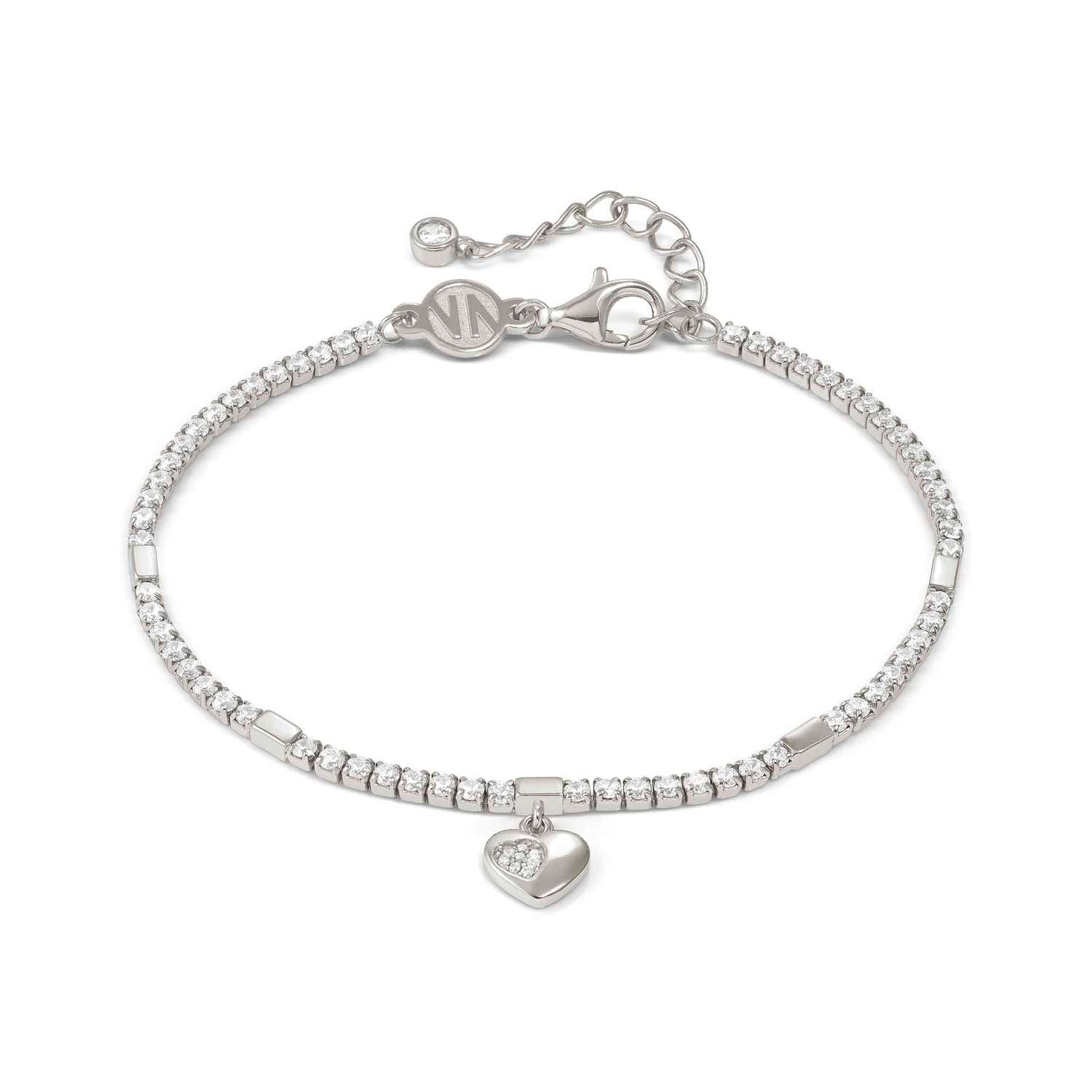 Nomination PETIT SPARKLE Tennis-Armband aus 925er Silber, mit Cubic Zirkonia besetzt, dazu mit Cubic Zirkonia verzierter Charm-Anhänger (004_Herz)