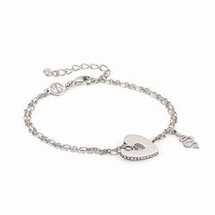 Nomination ESSENTIALS Armband aus 925er Silber, dazu ein mit Cubic Zirkonia verziertes Schmuckelement und ein Charm (004_Herz Silber) 148201/004