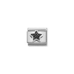Nomination COMPOSABLE CLASSIC OXIDIERTE SYMBOLE Element aus Edelstahl, mit 925er Silber und Cubic Zirkonia verziert (10_(Stern, Schwarz)) 330323/10