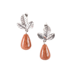 Trollbeads das Original Ohrschmuck Blätter der Positivität Ohrstecker mit Goldstein TAGEA-00127