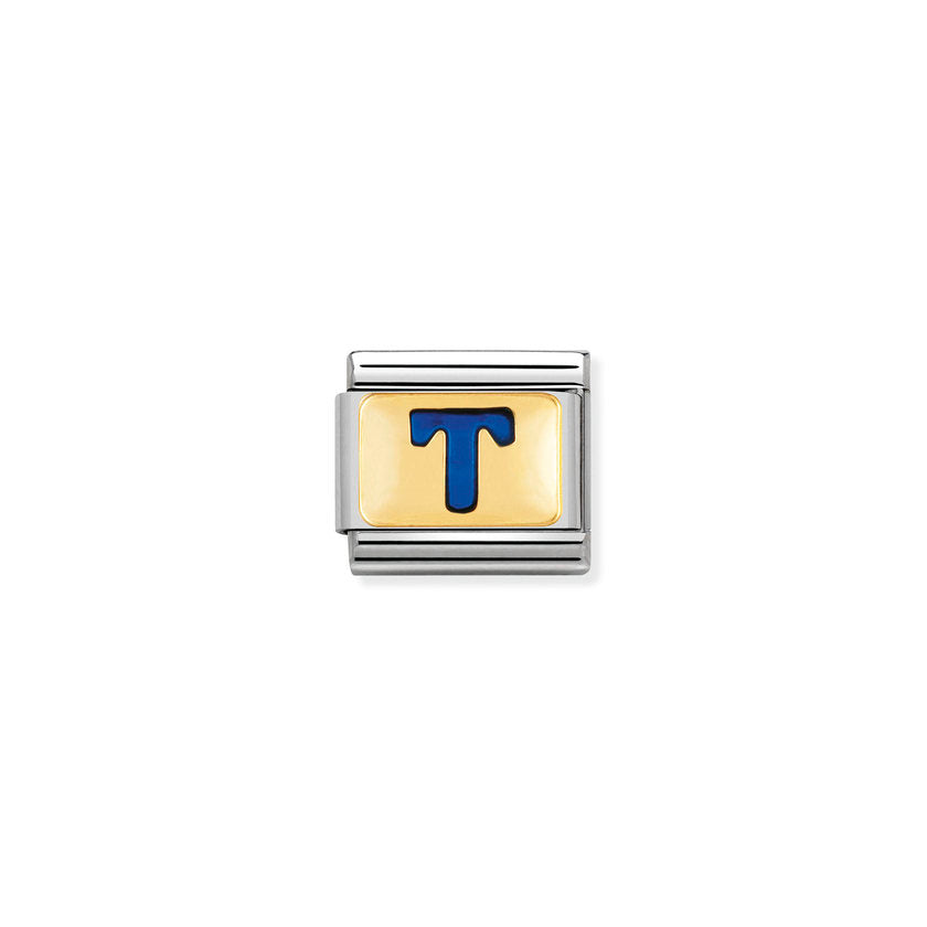 Nomination Composable Classic BUCHST, BLAU Edelstahl, Email und 18K-Gold (20_T)