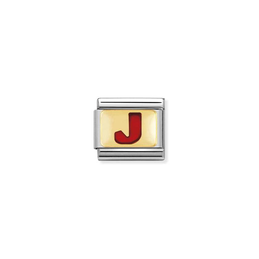 Nomination Composable Classic BUCHST, ROT Edelstahl, Email und 18K-Gold (10_J)