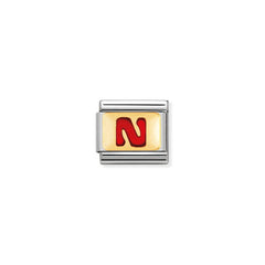 Nomination Composable Classic BUCHST, ROT Edelstahl, Email und 18K-Gold (14_N)