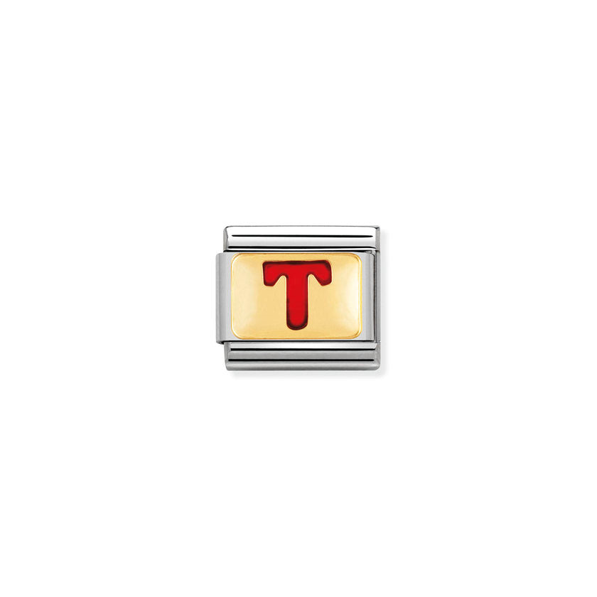 Nomination Composable Classic BUCHST, ROT Edelstahl, Email und 18K-Gold (20_T)