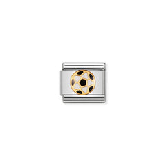Nomination Composable Classic ITAL, FOOTBALL Edelstahl, Email und 18K-Gold (17_Ball WEISS/SCHWARZ)