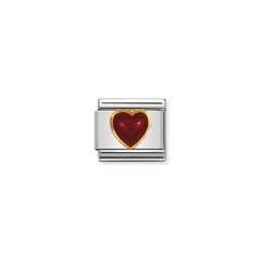 Nomination Composable Classic EDELSTEINE HERZ aus Edelstahl und 18K-Gold (04_ACHAT ROT)