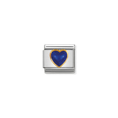 Nomination Composable Classic EDELSTEINE HERZ aus Edelstahl und 18K-Gold (09_LAPISLAZULI)