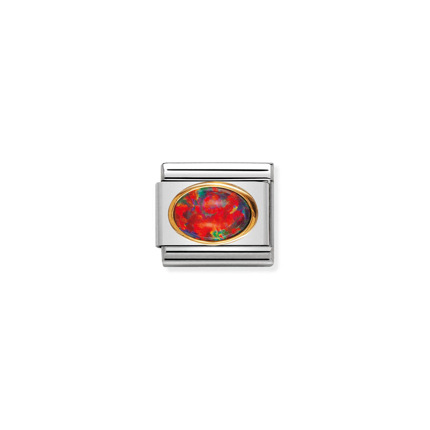 Nomination COMPOSABLE CLASSIC Edelsteine, Edelstahl und 18k gold (08_OPAL ROT)