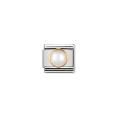 Nomination Composable Classic EDELSTEINE RUND aus Edelstahl und 18K-Gold (13_PERLE WEISS)