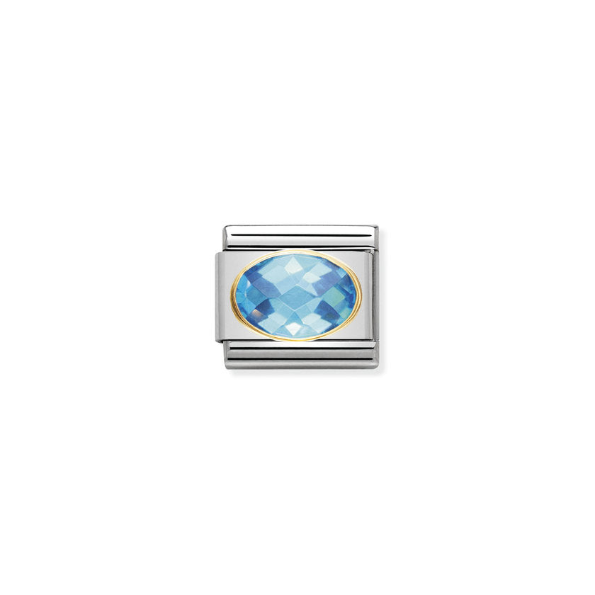 Nomination Comp, Classic CUBIC ZIRCONIA FACETTIERT Edelstahl, 18K-Gold (006_HIMMELBLAU)
