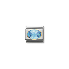 Nomination Comp, Classic CUBIC ZIRCONIA FACETTIERT Edelstahl, 18K-Gold (006_HIMMELBLAU)