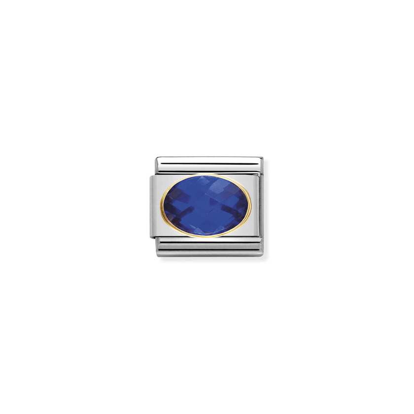 Nomination Comp, Classic CUBIC ZIRCONIA FACETTIERT Edelstahl, 18K-Gold (007_BLAU)