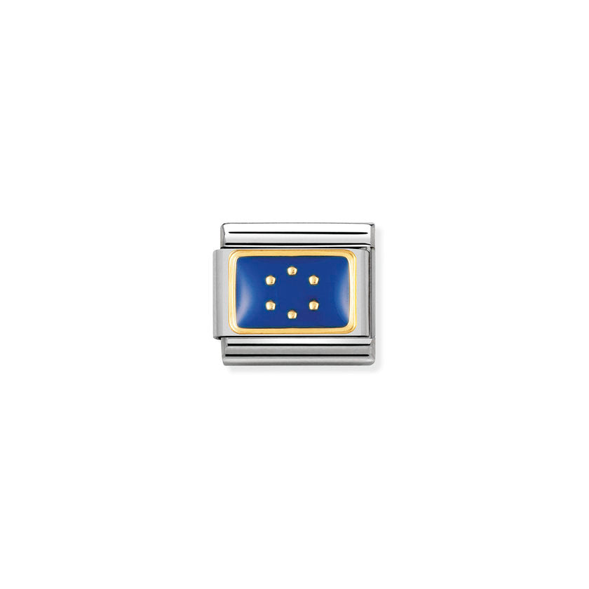 Nomination Composable Classic FLAGGE EUROPA Edelstahl, Email und 18K-Gold (24_EUROPA BLAU)