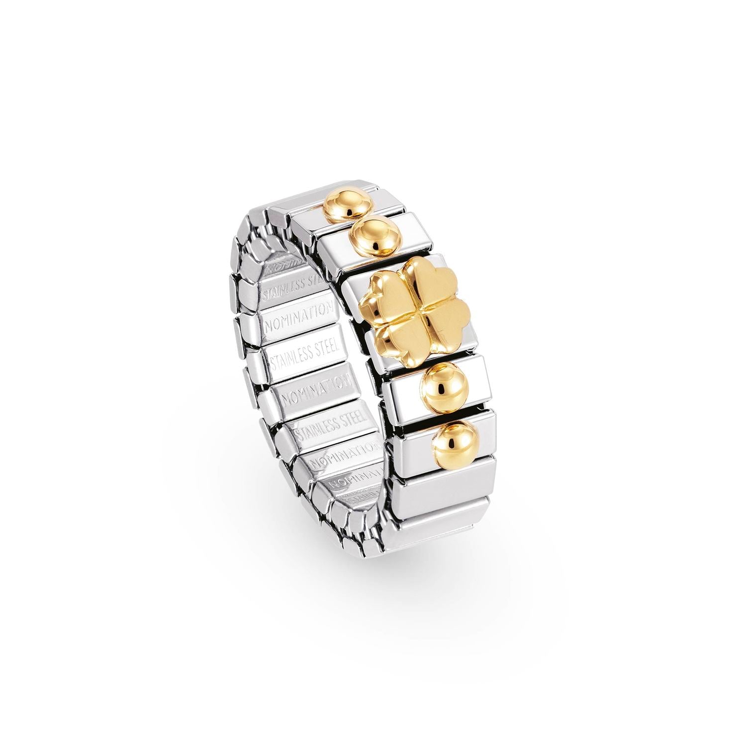 Nomination Ringe XTE SMALL aus Edelstahl und 18K-Gold mit 1 Symbol (004_Glucksklee)