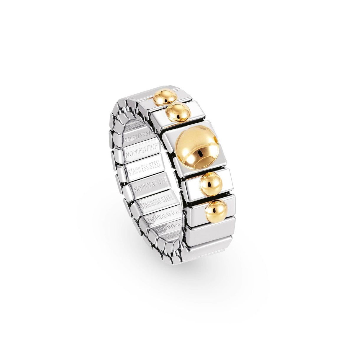 Nomination Ringe XTE SMALL aus Edelstahl und 18K-Gold mit 1 Symbol (008_Kugelchen)