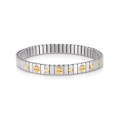 Nomination Armbander XTE SMALL aus Edelstahl und 18K-Gold mit drei Symbolen (004_Glucksklee)
