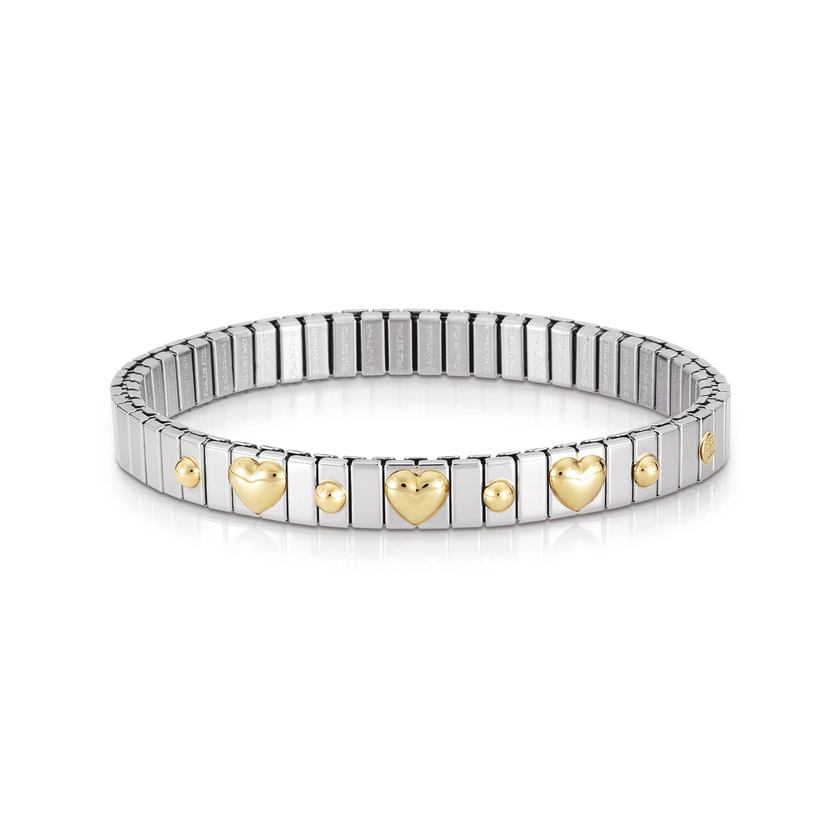Nomination Armbander XTE SMALL aus Edelstahl und 18K-Gold mit drei Symbolen (005_Herz)