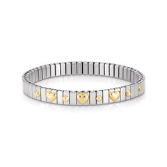 Nomination Armbander XTE SMALL aus Edelstahl und 18K-Gold mit drei Symbolen (005_Herz)