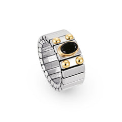 Nomination Ringe XTE MEDIUM aus Edelstahl und 18K-Gold mit 1 Edelstein (002_ACHAT SCHWARZ)