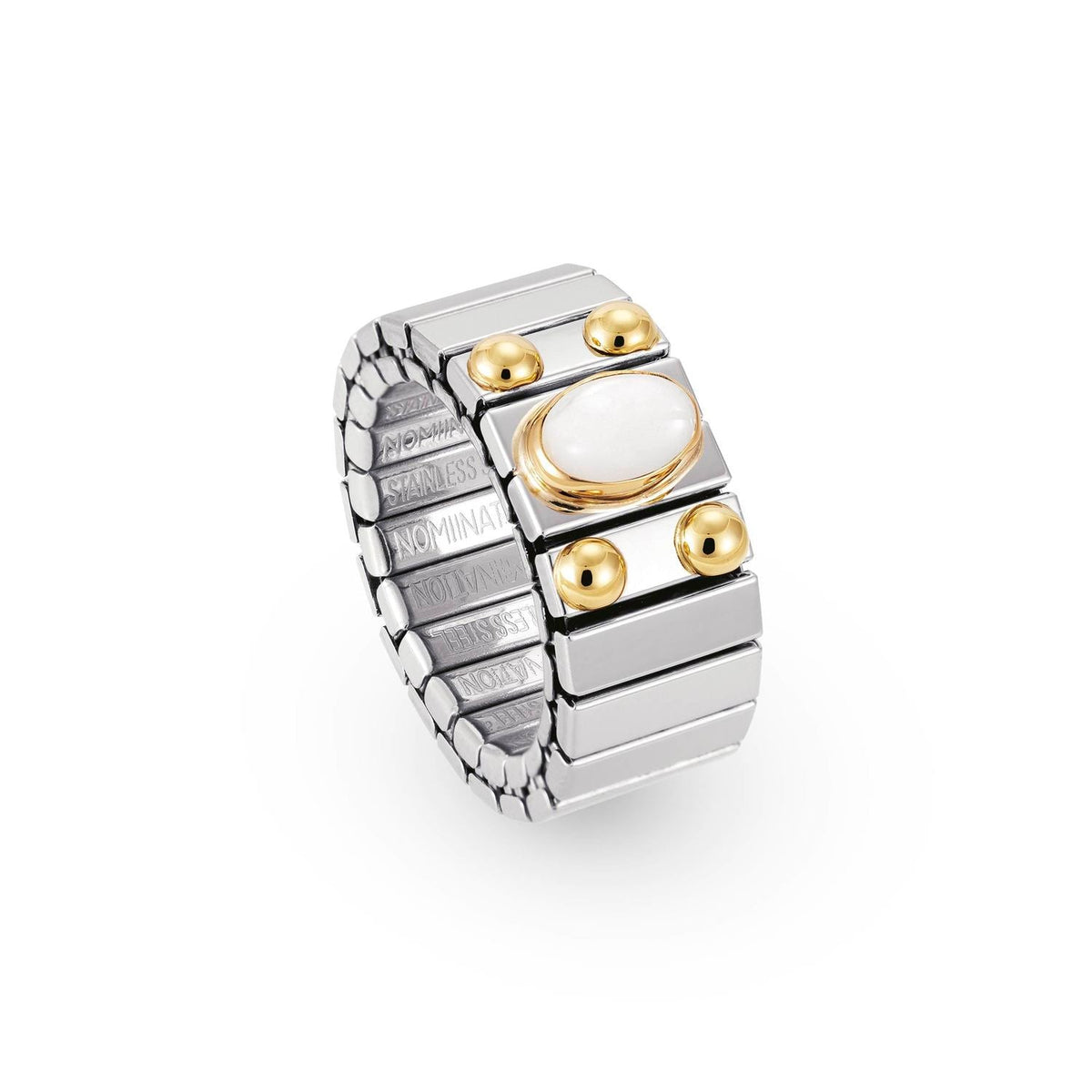 Nomination Ringe XTE MEDIUM aus Edelstahl und 18K-Gold mit 1 Edelstein (012_PERLMUTT WEISS)