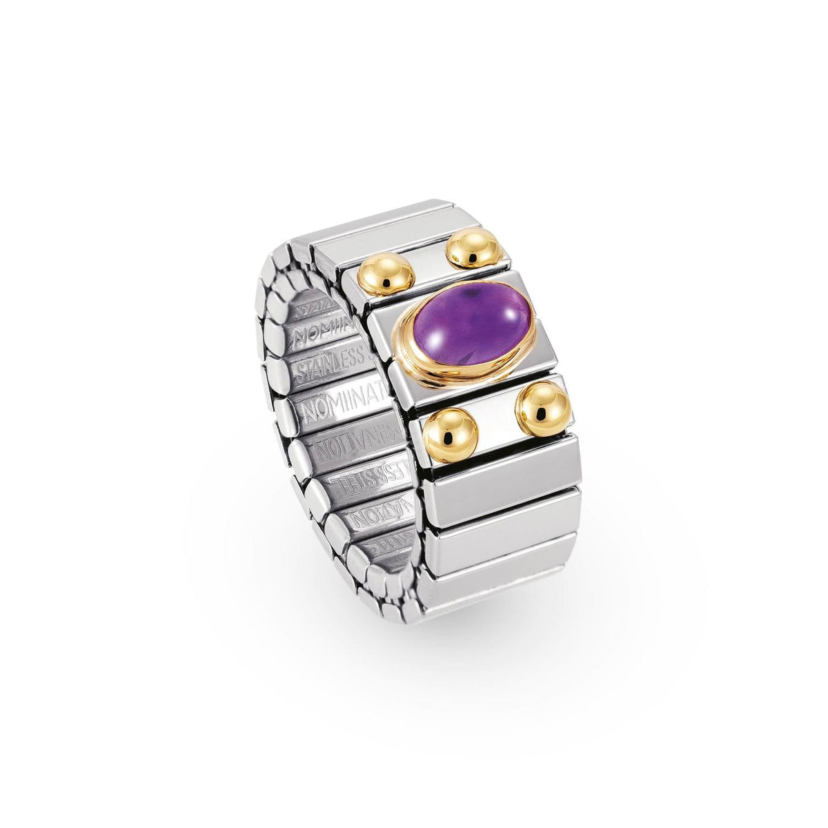 Nomination Ringe XTE MEDIUM Edelstahl und 18K-Gold mit 1 Halbedelstein (002_AMETHYST)