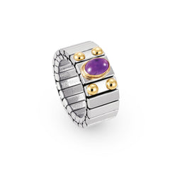 Nomination Ringe XTE MEDIUM Edelstahl und 18K-Gold mit 1 Halbedelstein (002_AMETHYST)