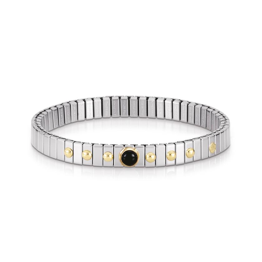 Nomination Armbander XTE SMALL aus Edelstahl und 18K-Gold mit 1 Edelstein (002_ACHAT SCHWARZ)