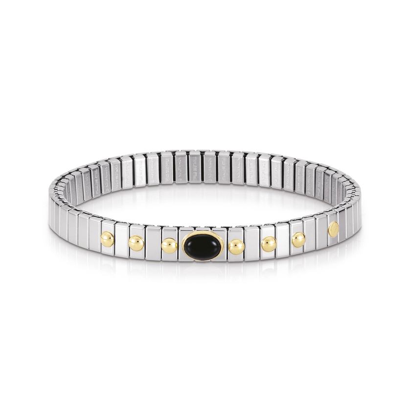 Nomination Armbander XTE SMALL aus Edelstahl und 18K-Gold mit 1 Edelstein (002_ACHAT SCHWARZ)