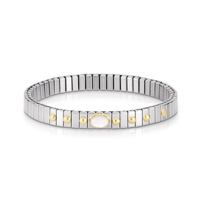 Nomination Armbander XTE SMALL aus Edelstahl und 18K-Gold mit 1 Edelstein (012_PERLMUTT WEISS)