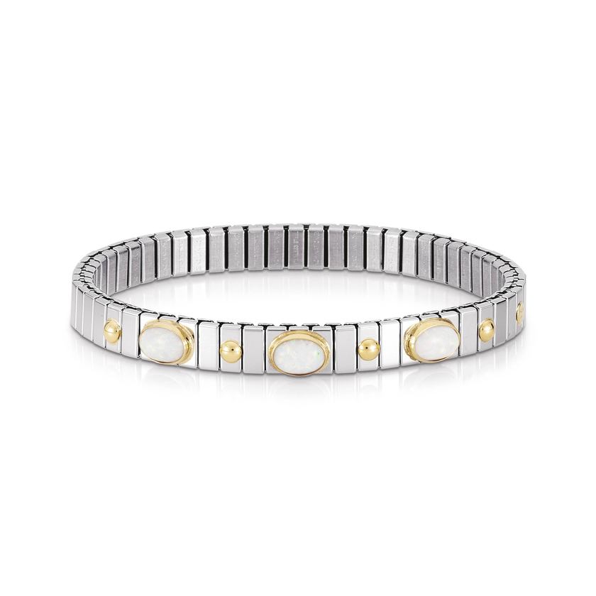 Nomination Armbander XTE SMALL aus Edelstahl und 18K-Gold mit drei Edelsteinen (007_OPAL WEISS)