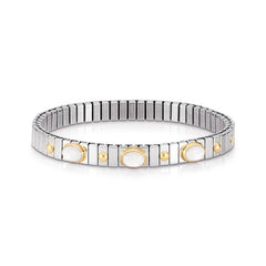 Nomination Armbander XTE SMALL aus Edelstahl und 18K-Gold mit drei Edelsteinen (012_PERLMUTT WEISS)