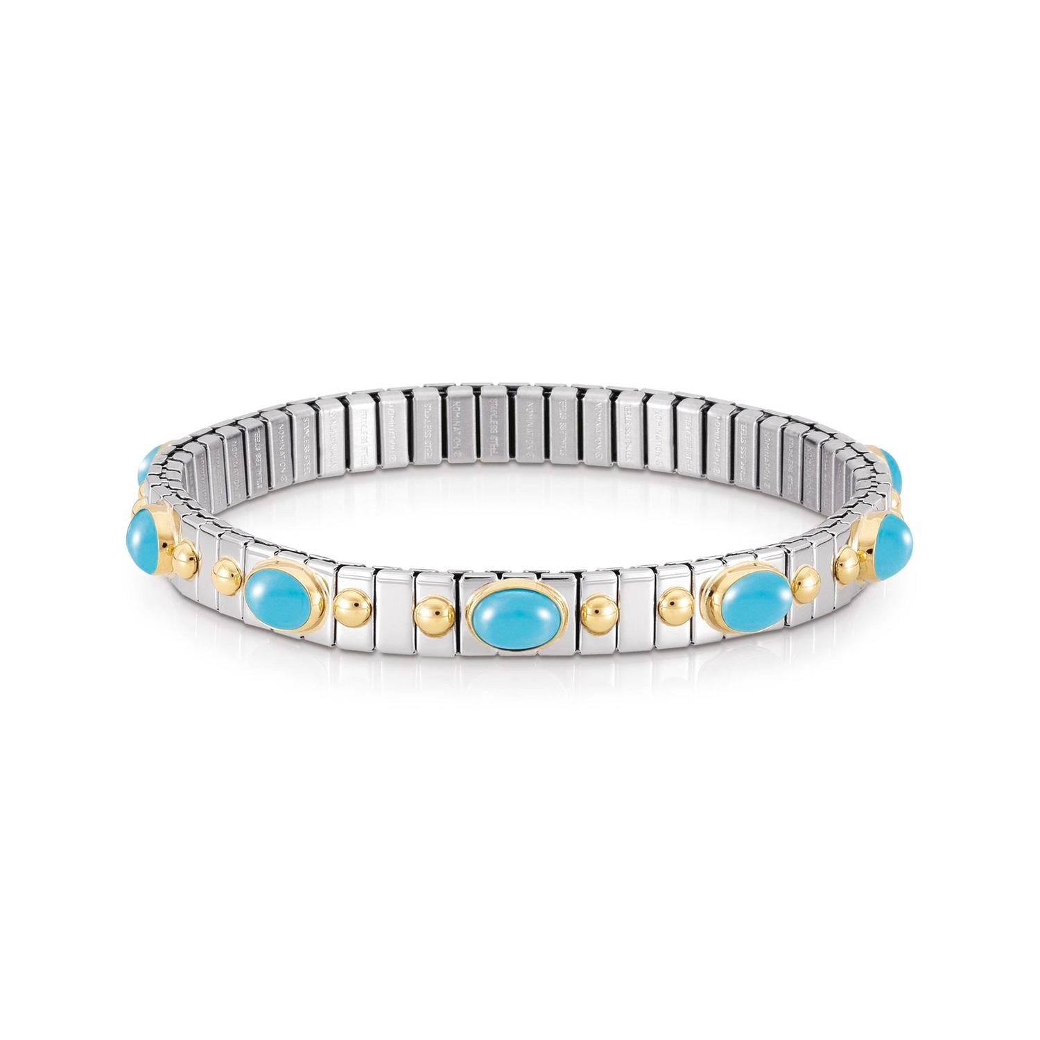 Nomination Armbander XTE SMALL Edelstahl und 18K-Gold mit zehn Edelsteinen (006_TURKIS)