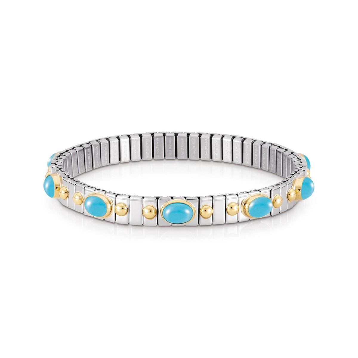 Nomination Armbander XTE SMALL Edelstahl und 18K-Gold mit zehn Edelsteinen (006_TURKIS)