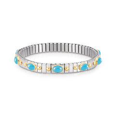Nomination Armbander XTE SMALL Edelstahl und 18K-Gold mit zehn Edelsteinen (006_TURKIS)
