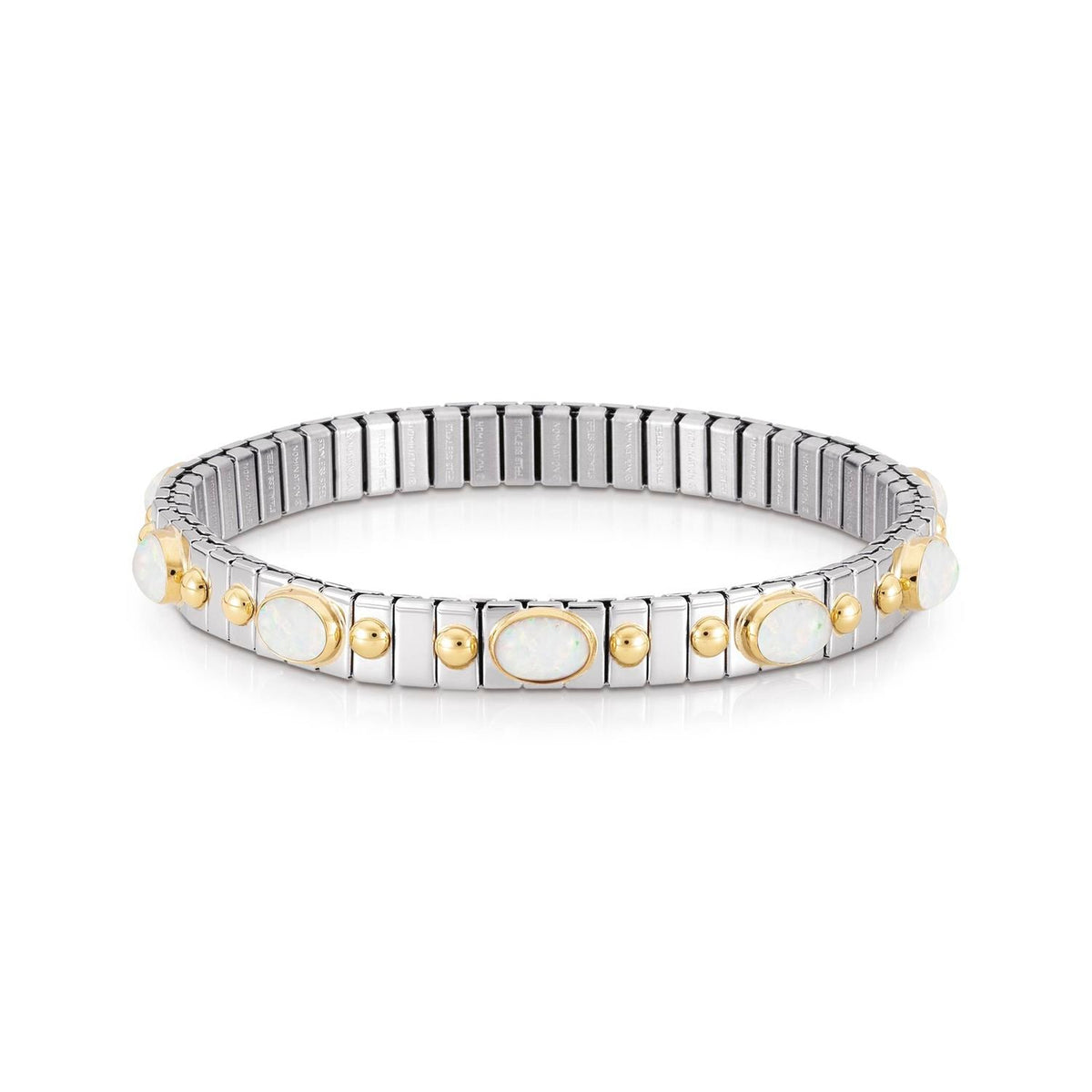 Nomination Armbander XTE SMALL Edelstahl und 18K-Gold mit zehn Edelsteinen (007_OPAL WEISS)