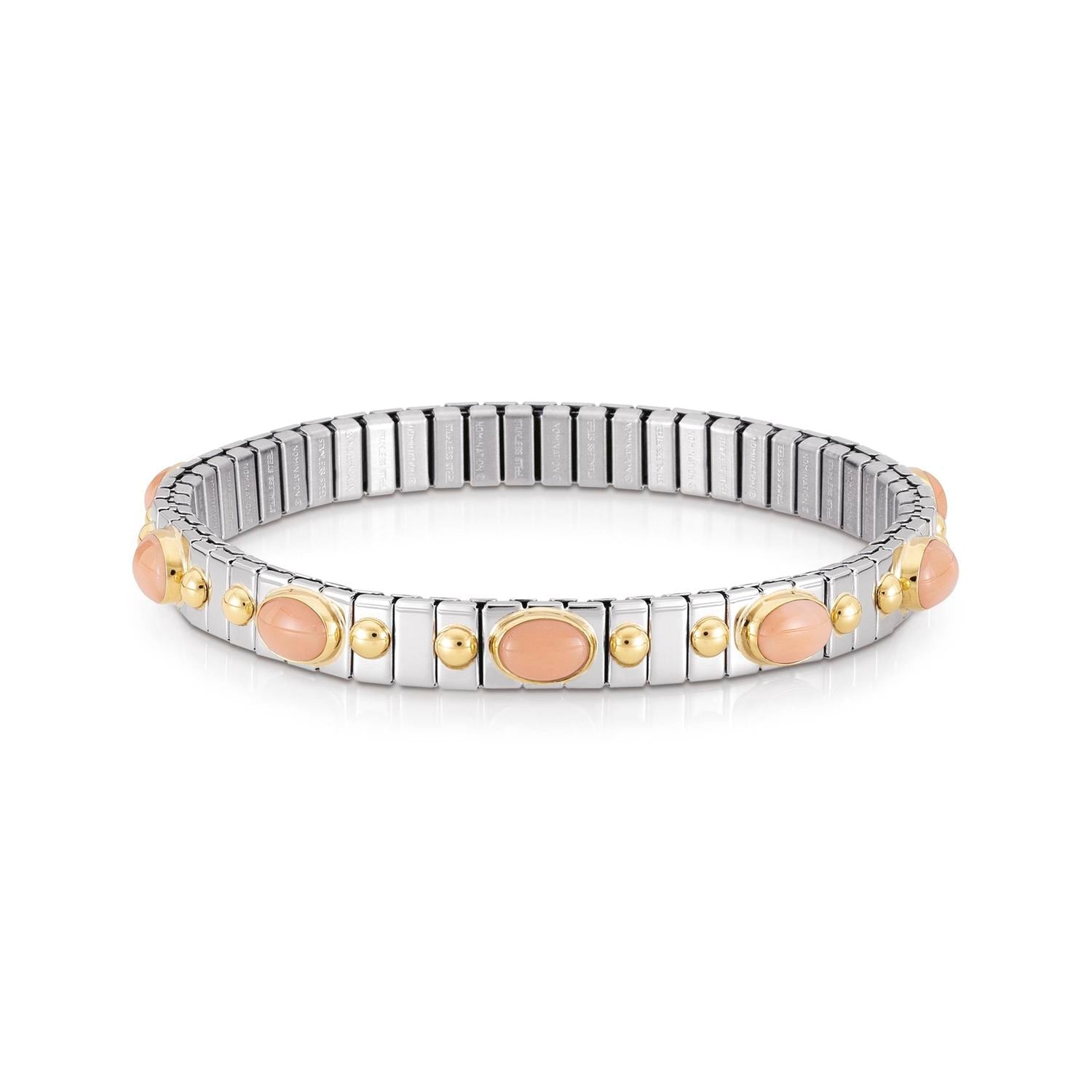 Nomination Armbander XTE SMALL Edelstahl und 18K-Gold mit zehn Edelsteinen (010_KORALLE ROSA)