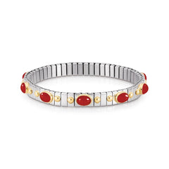 Nomination Armbander XTE SMALL Edelstahl und 18K-Gold mit zehn Edelsteinen (011_KORALLE)