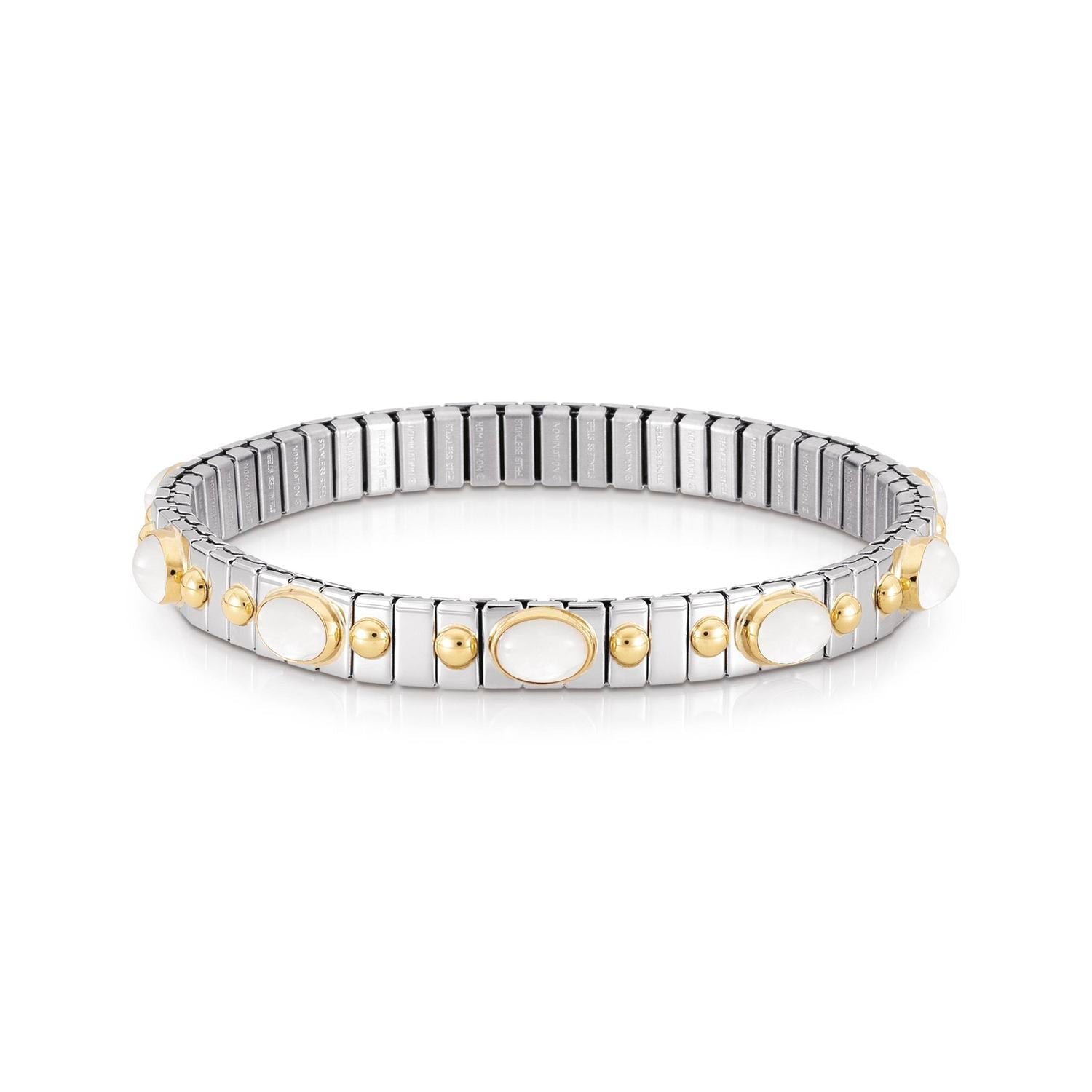 Nomination Armbander XTE SMALL Edelstahl und 18K-Gold mit zehn Edelsteinen (012_PERLMUTT WEISS)