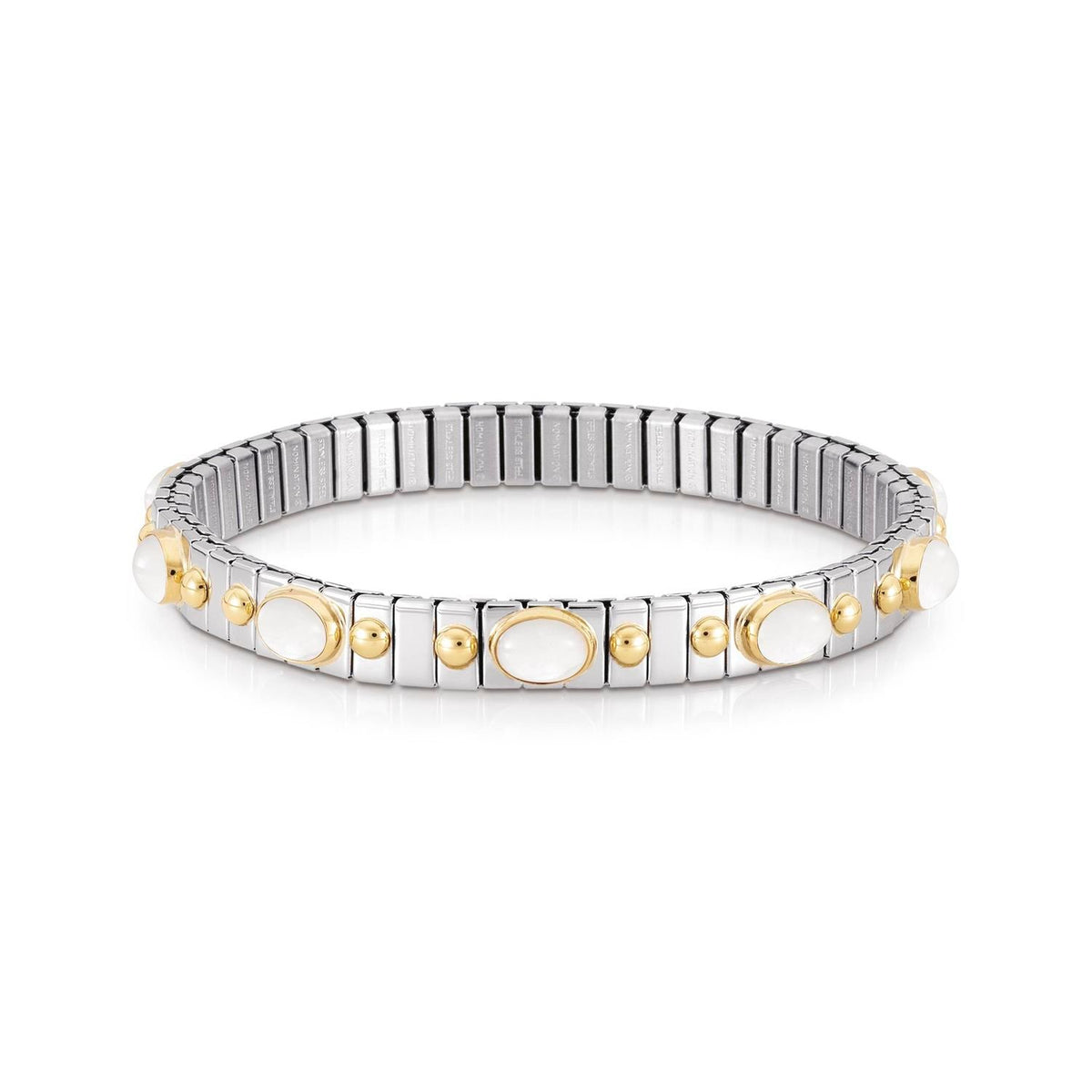 Nomination Armbander XTE SMALL Edelstahl und 18K-Gold mit zehn Edelsteinen (012_PERLMUTT WEISS)