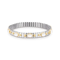 Nomination Armbander XTE SMALL Edelstahl und 18K-Gold mit zehn Edelsteinen (012_PERLMUTT WEISS)