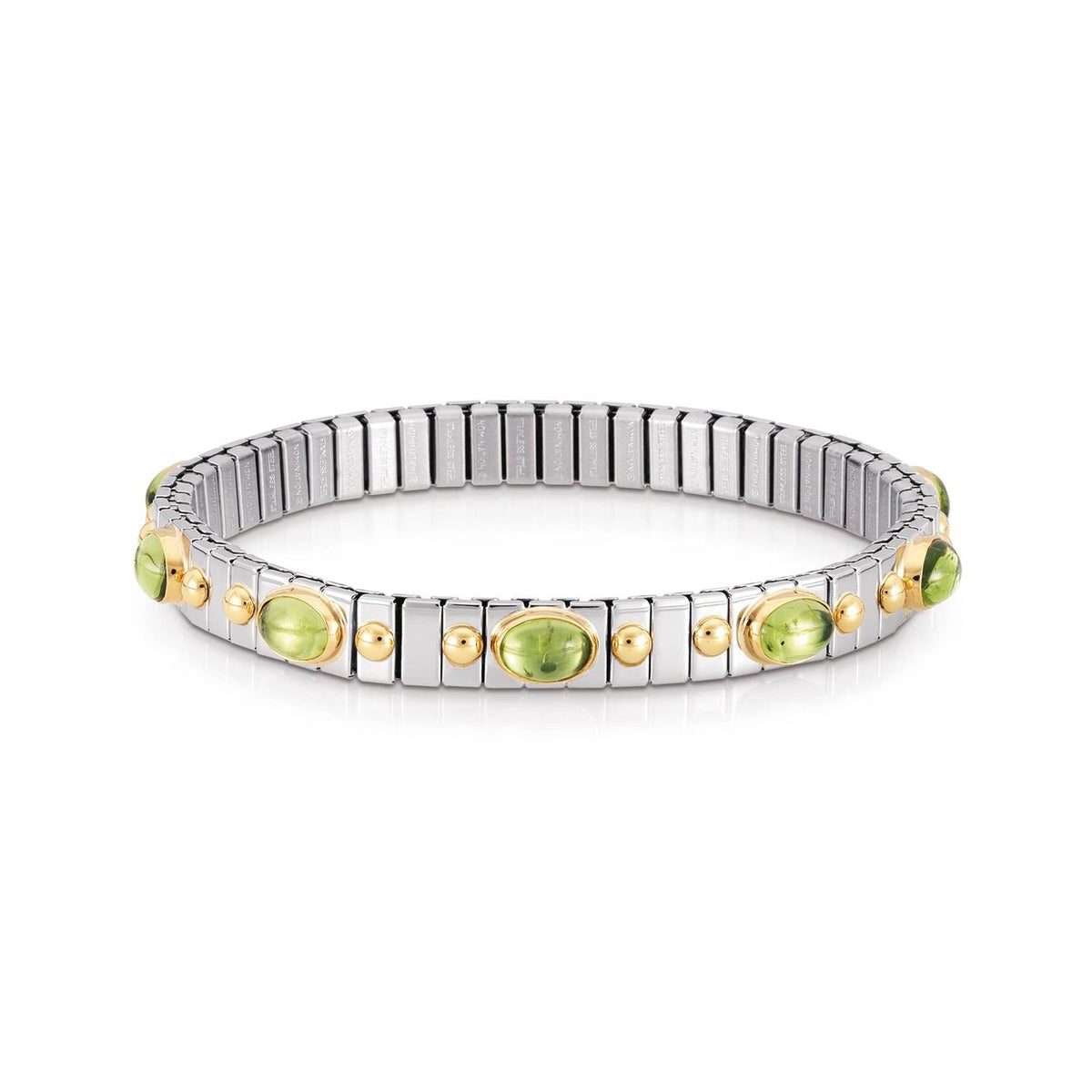 Nomination Armbander XTE SMALL Edelstahl, 18K-Gold und zehn Halbedelsteinen (005_PERIDOT)