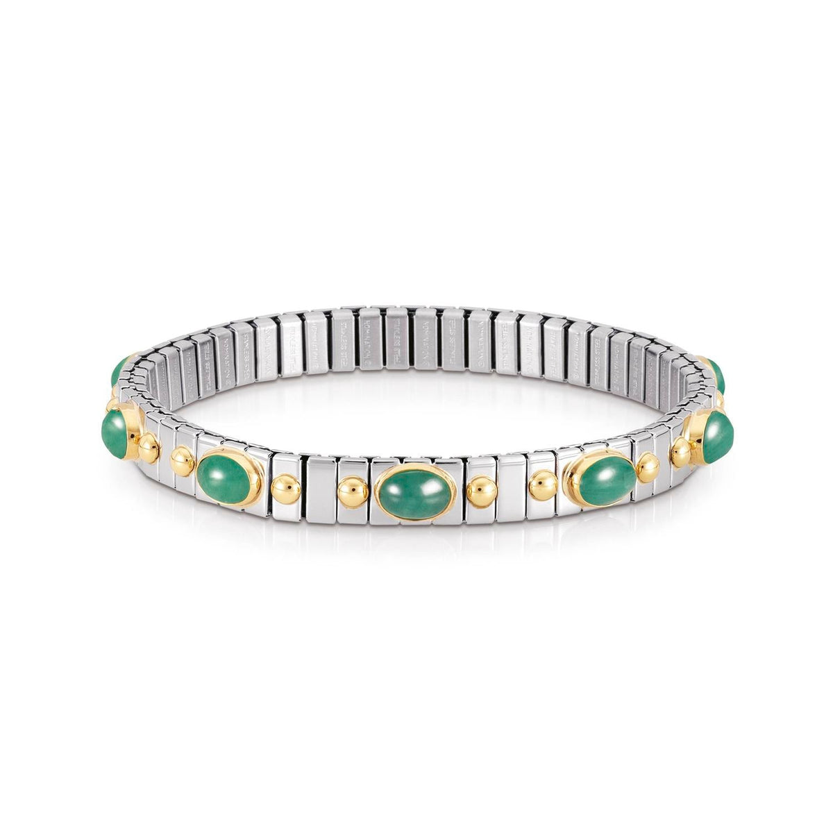 Nomination Armbander XTE SMALL Edelstahl, 18K-Gold und zehn Halbedelsteinen (009_SMARAGD)