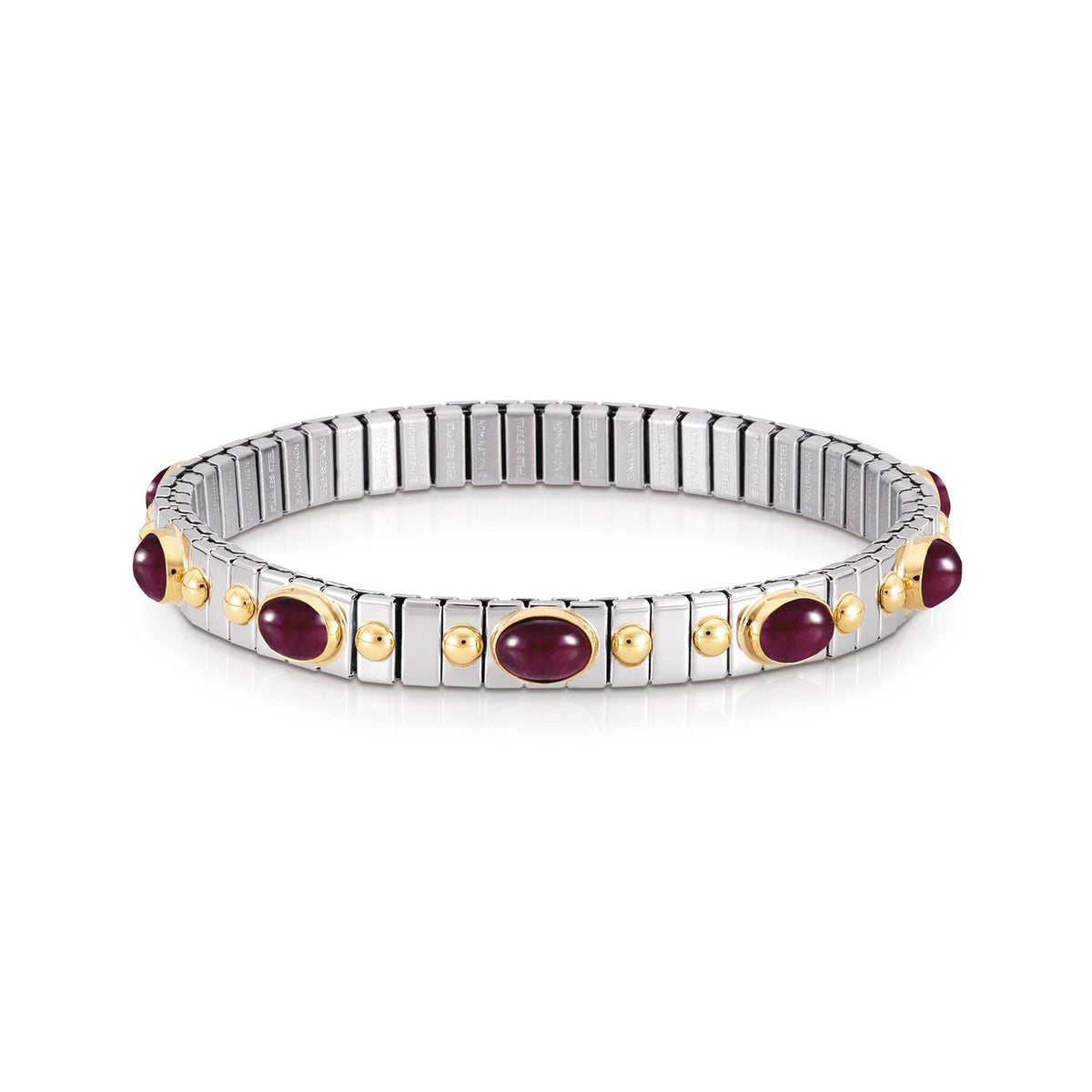 Nomination Armbander XTE SMALL Edelstahl, 18K-Gold und zehn Halbedelsteinen (010_RUBIN)