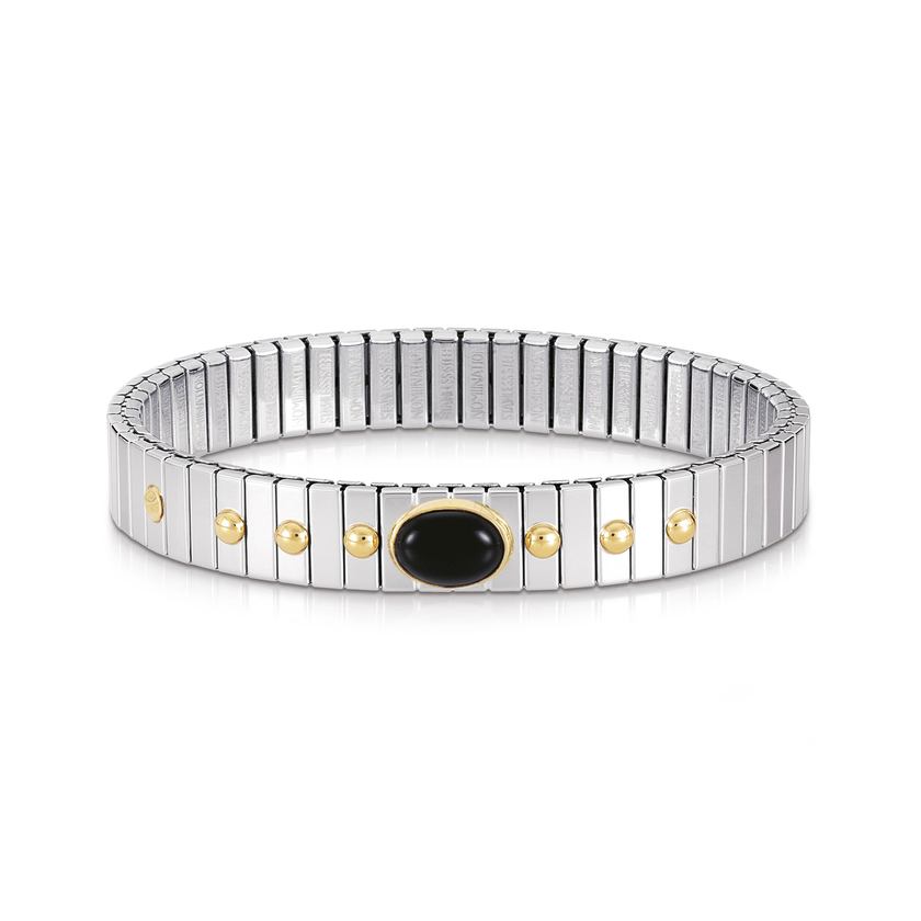 Nomination Armbander XTE MEDIUM Edelstahl und 18K-Gold mit 1 Edelstein (002_ACHAT SCHWARZ)