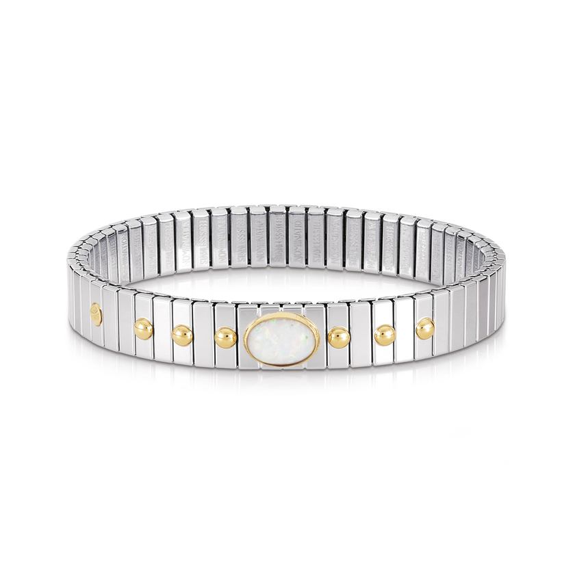 Nomination Armbander XTE MEDIUM Edelstahl und 18K-Gold mit 1 Edelstein (007_OPAL WEISS)