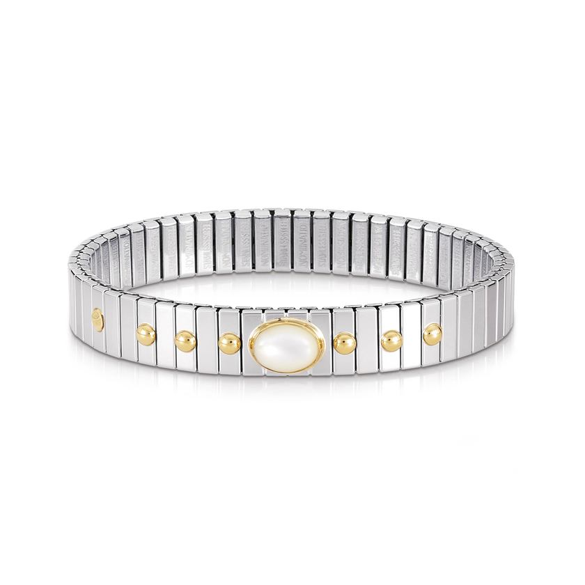 Nomination Armbander XTE MEDIUM Edelstahl und 18K-Gold mit 1 Edelstein (012_PERLMUTT WEISS)